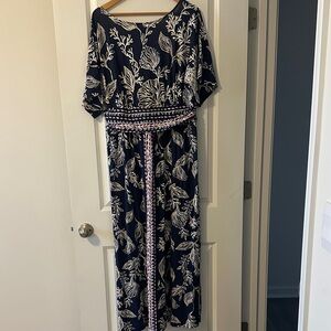 Elegant Navy and White Floral maxi dress.